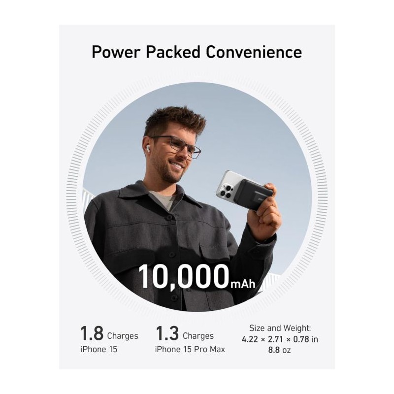 Prenosna baterija Powerbank Anker MagGo 633 10k, črn