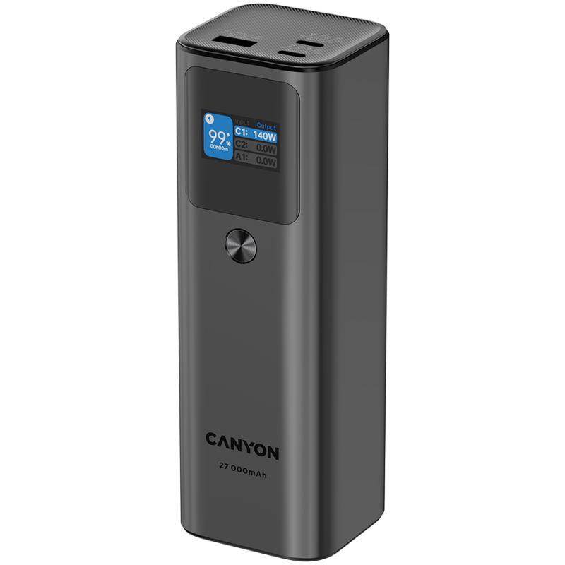 Prenosna baterija Powerbank CANYON PB-2010, 27000mAh, temno siv