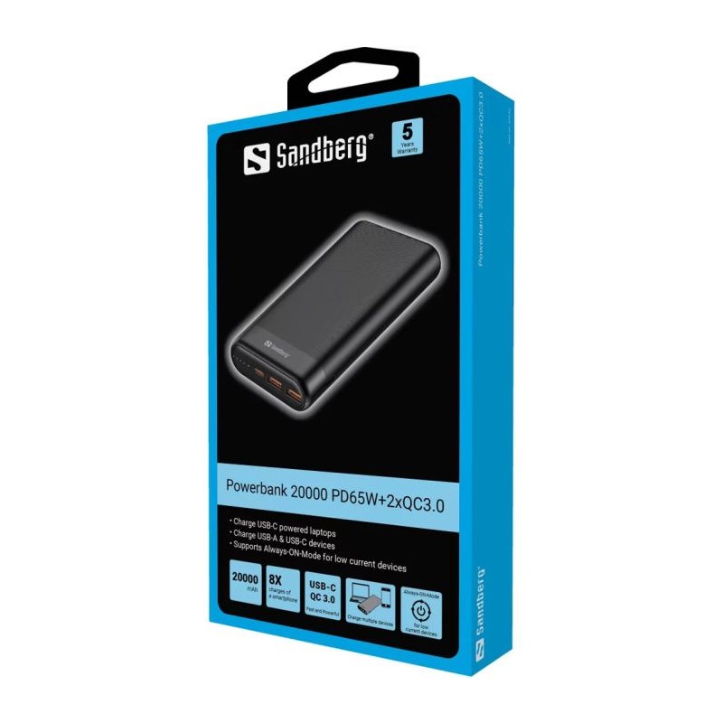 Prenosna baterija Sandberg Baterija Powerbank USB-C PD 65W, 20000