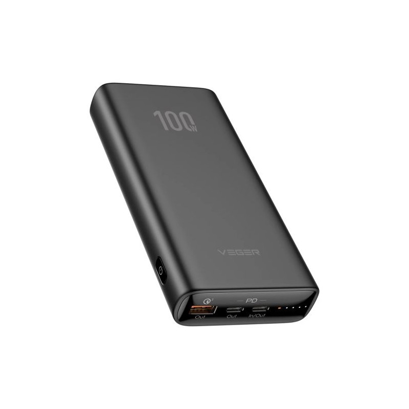 Prenosna baterija Powerbank VEGER T100 PowerBank 20.000 mAh T100, črn