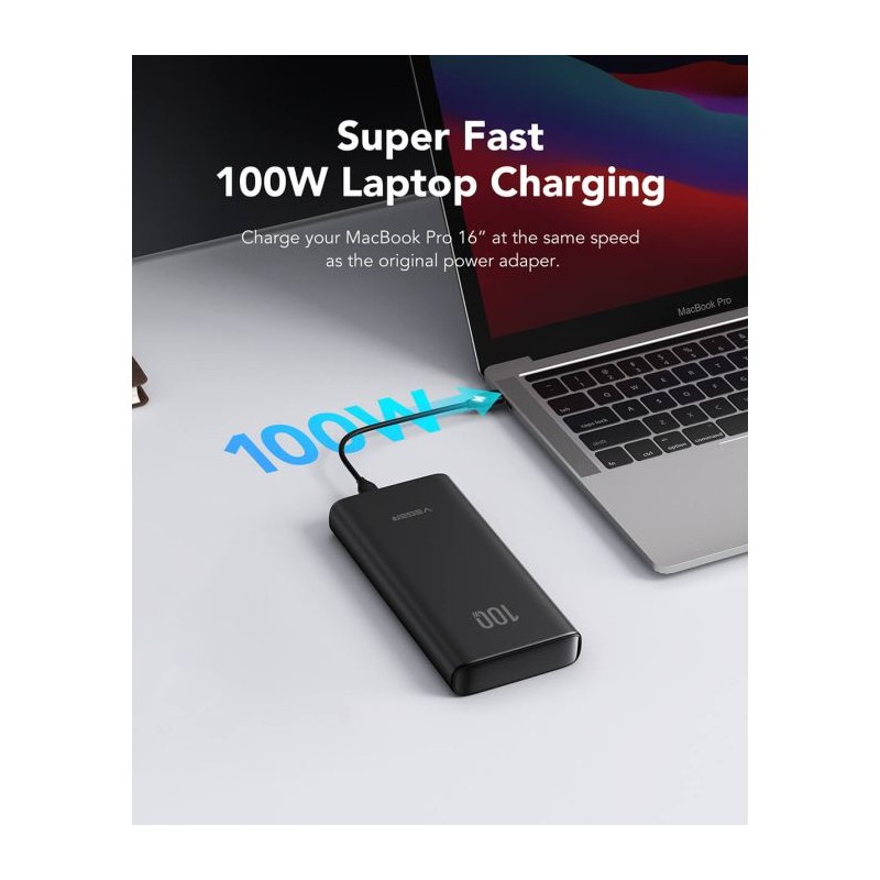Prenosna baterija Powerbank VEGER T100 PowerBank 20.000 mAh T100, črn