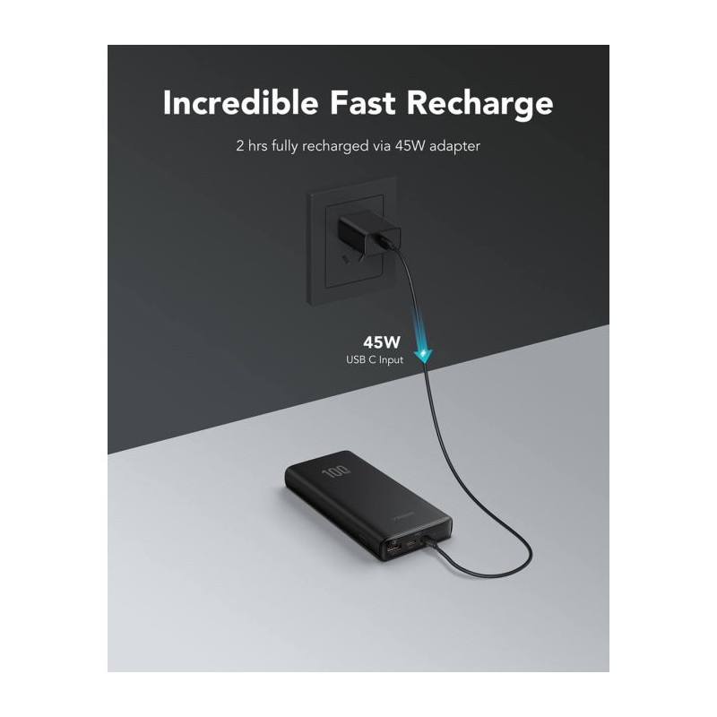 Prenosna baterija Powerbank VEGER T100 PowerBank 20.000 mAh T100, črn