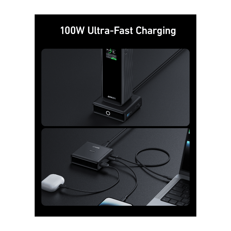Polnilna baza za Prime Powerbank Anker 100W, črn, A1902311