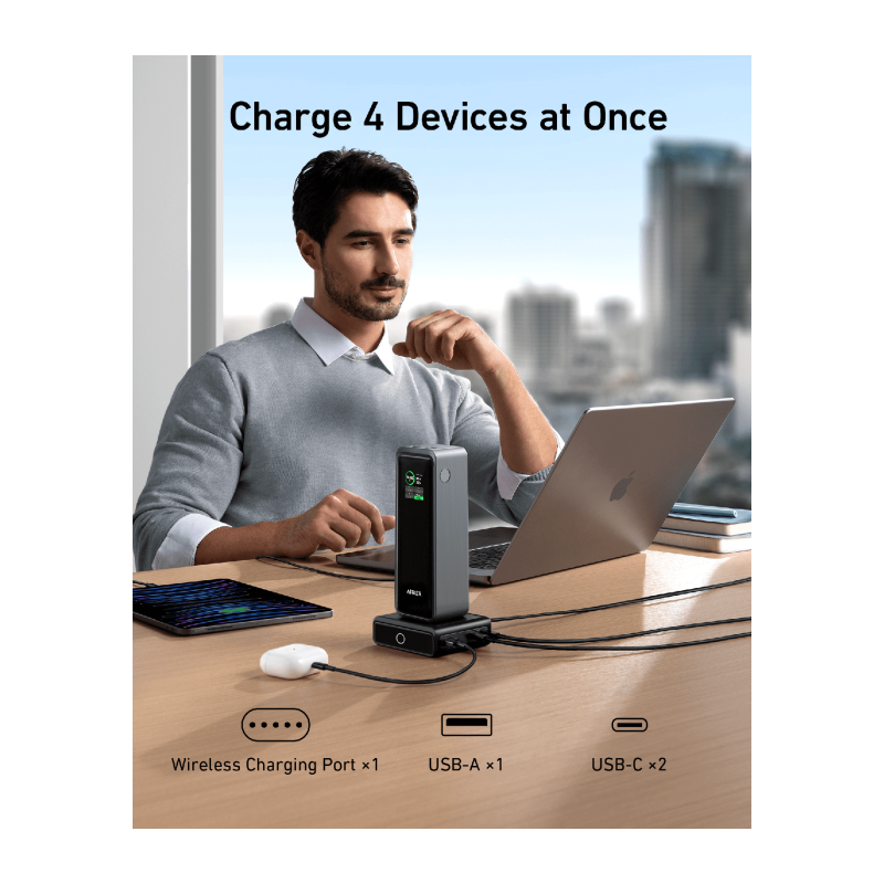 Polnilna baza za Prime Powerbank Anker 100W, črn, A1902311