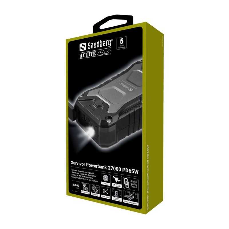 Prenosna baterija Sandberg Survivor Powerbank 27000 PD65W, USB-C