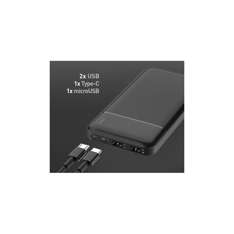 Prenosna baterija Powerbank Platinet 10.000mAh, Type-C, črna