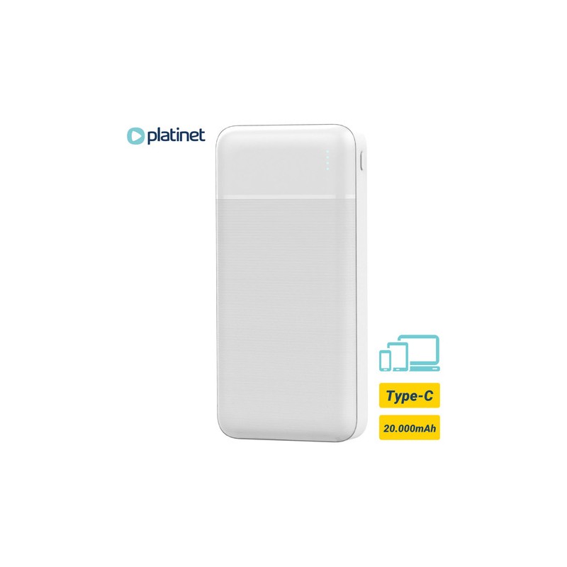 Prenosna baterija Powerbank Platinet 20.000mAh, Type-C, bela