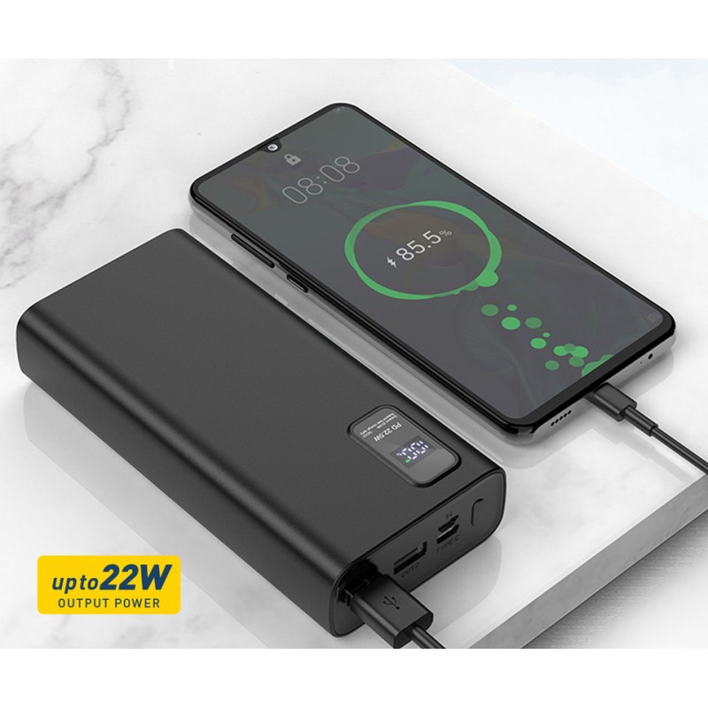 Prenosna baterija Powerbank Platinet 20.000mAh, USB-C, črn