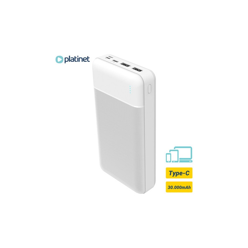 Prenosna baterija Powerbank Platinet 30.000mAh, Type-C, bela