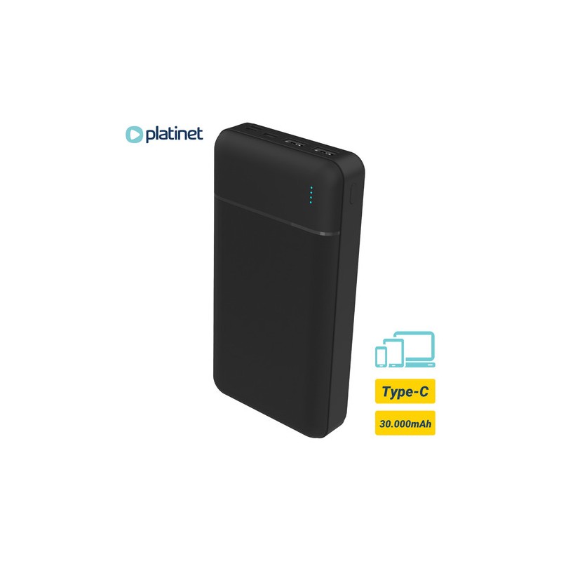 Prenosna baterija Powerbank Platinet 30.000mAh, Type-C, črna