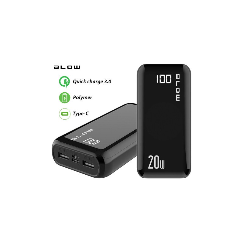 Prenosna baterija Powerbank Blow PB30A, 30.000mAh, USB-C, črn