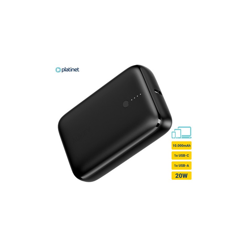 Prenosna baterija Powerbank Platinet PMPB10DL104B, 10.000mAh, USB-C, črn