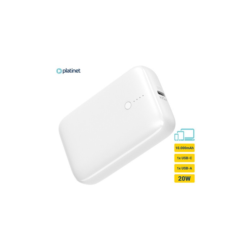 Prenosna baterija Powerbank Platinet PMPB10DL104W, 10.000mAh, USB-C, bel