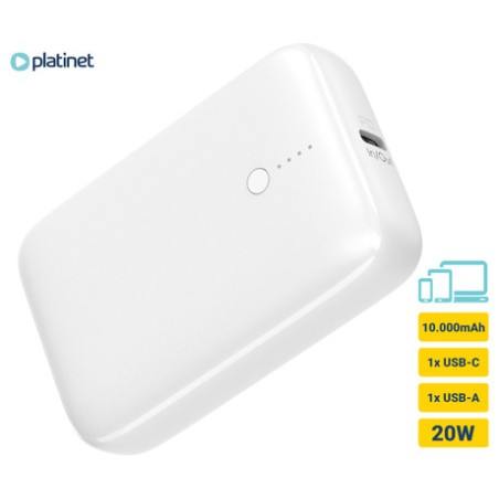 Prenosna baterija Powerbank Platinet PMPB10DL104W, 10.000mAh, USB-C, bel