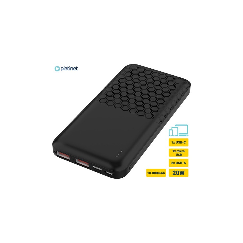 Prenosna baterija Powerbank Platinet PMPB10OP17B, 10.000mAh, USB-C, črn
