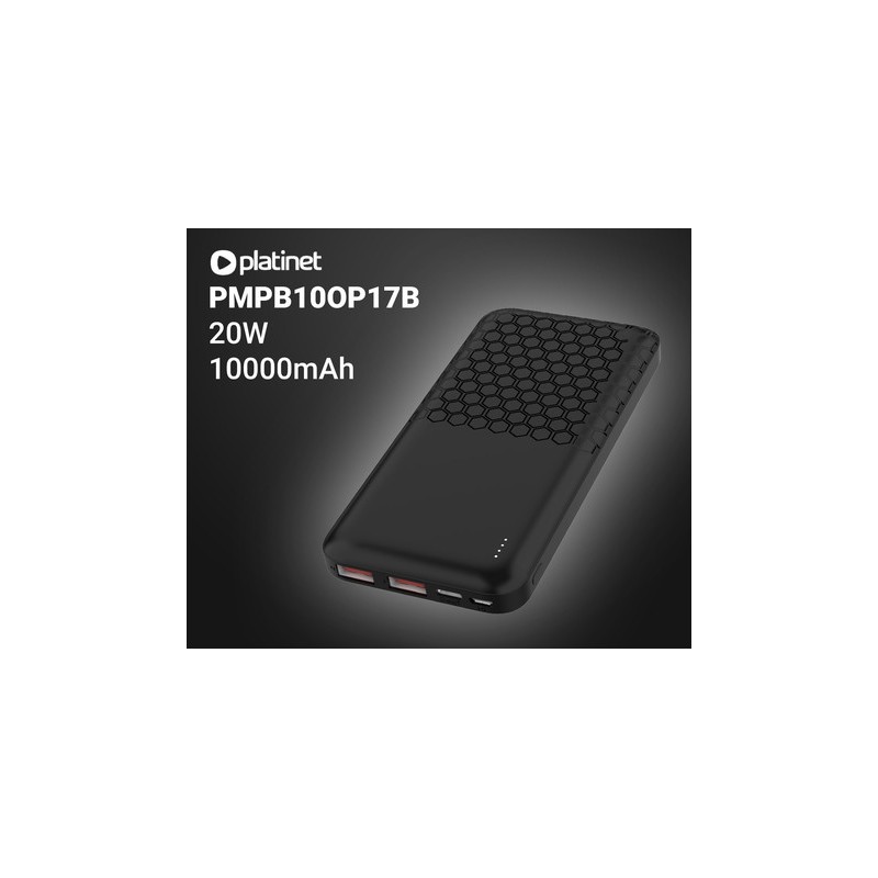 Prenosna baterija Powerbank Platinet PMPB10OP17B, 10.000mAh, USB-C, črn