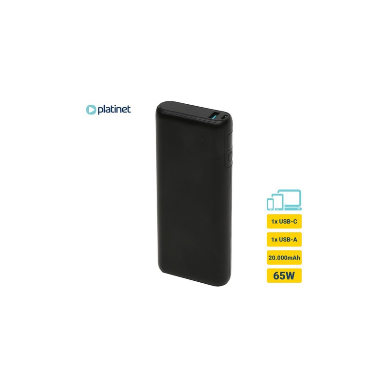 Prenosna baterija Powerbank Platinet PMPB2065B, 65W, 20.000mAh, USB-C, črn