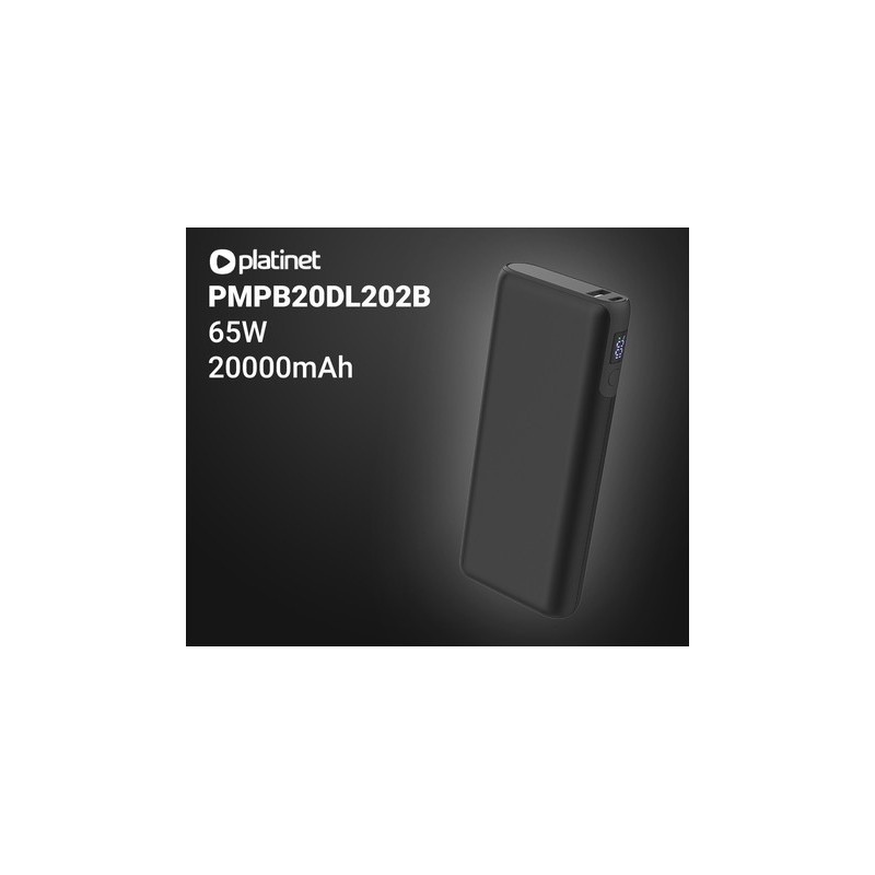 Prenosna baterija Powerbank Platinet PMPB20DL202B, 65W, 20.000mAh, USB-C, črn