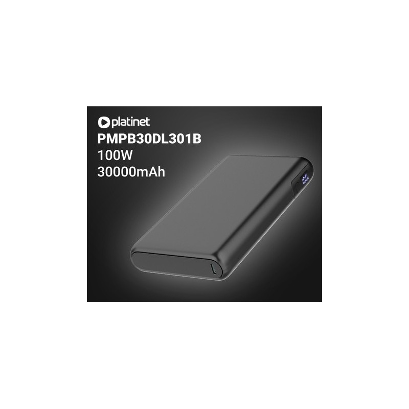 Prenosna baterija Powerbank Platinet PMPB30DL301B, 100W, 30.000mAh, USB-C, črn