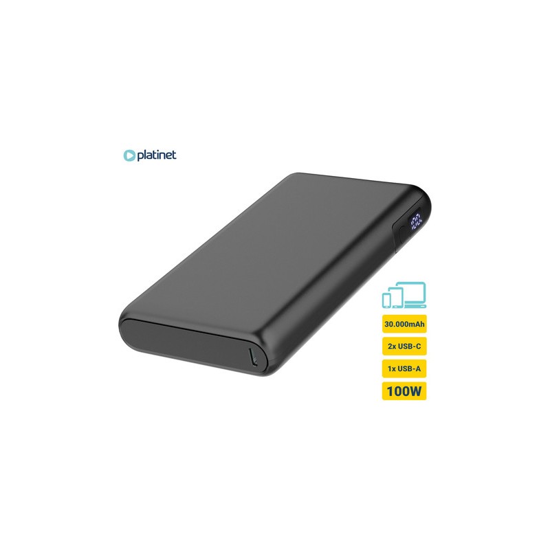 Prenosna baterija Powerbank Platinet PMPB30DL301B, 100W, 30.000mAh, USB-C, črn