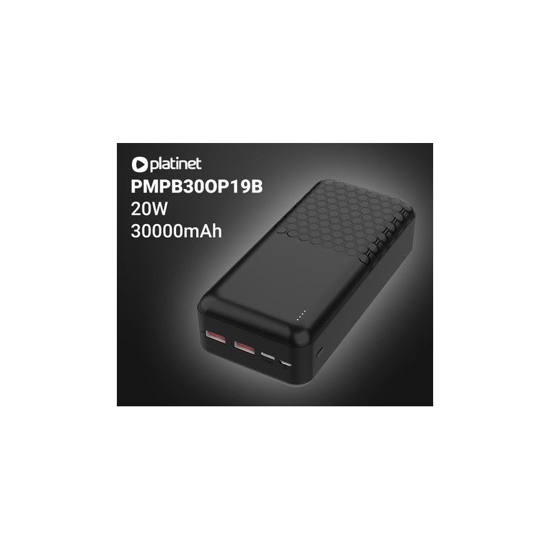 Prenosna baterija Powerbank Platinet PMPB30OP19B, 30.000mAh, USB-C, črn