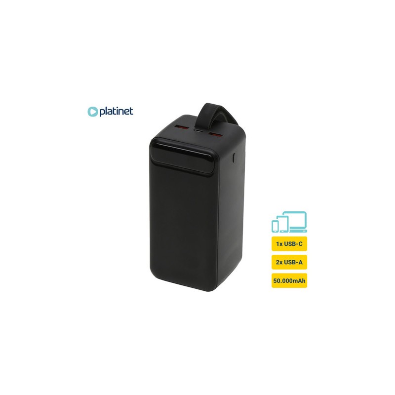 Prenosna baterija Powerbank Platinet PMPB5020B, 50.000mAh, USB-C, črn