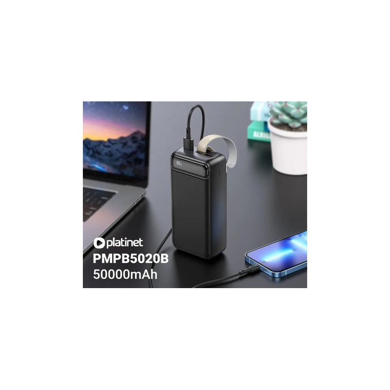 Prenosna baterija Powerbank Platinet PMPB5020B, 50.000mAh, USB-C, črn