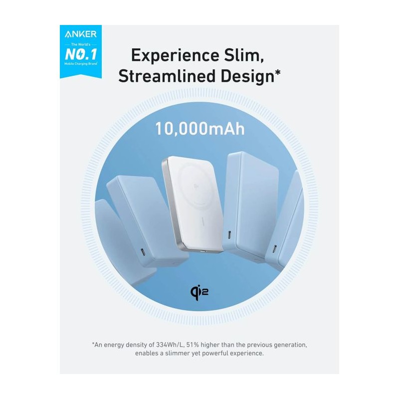 Prenosna baterija Powerbank Anker MagGo 10K Slim, bel