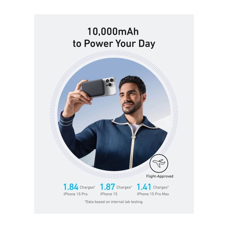 Prenosna baterija Powerbank Anker MagGo 10K Slim, črn