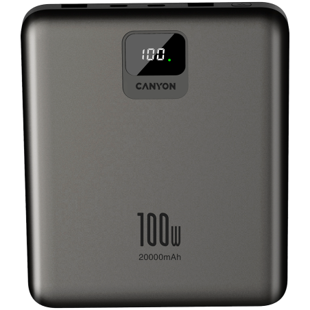Prenosna baterija Powerbank Canyon PB-2008, 20000 mAh, 100W, siva