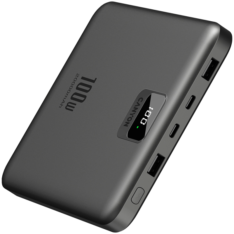 Prenosna baterija Powerbank Canyon PB-2008, 20000 mAh, 100W, siva