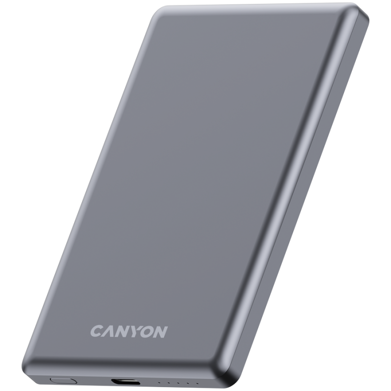 Prenosna baterija CANYON OnCharge 505 slim Magsafe 5000 mAh PD20W, siva