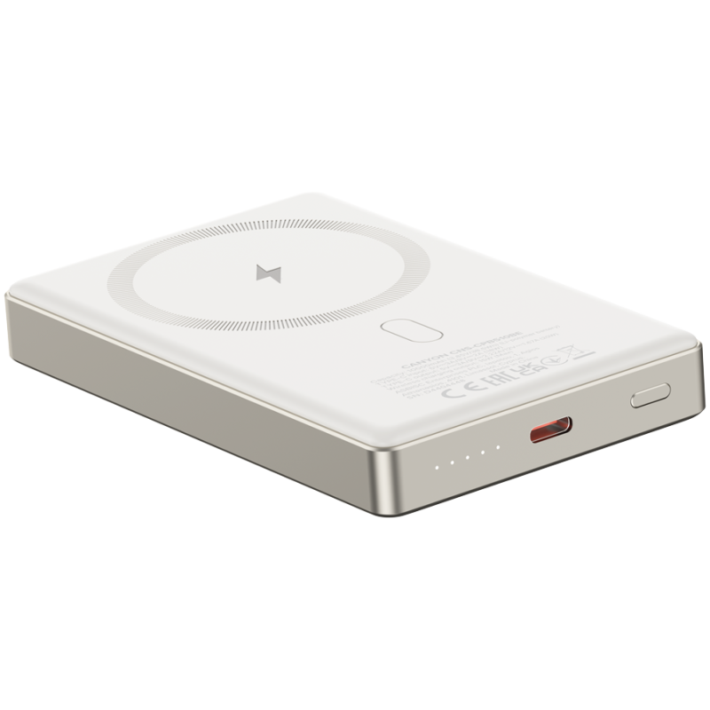 Prenosna baterija CANYON OnCharge 510 slim Magsafe 10000 mAh PD20W, bež