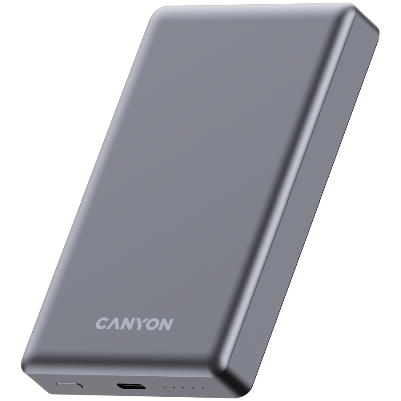 Prenosna baterija CANYON OnCharge 510 slim Magsafe 10000 mAh PD20W, siva