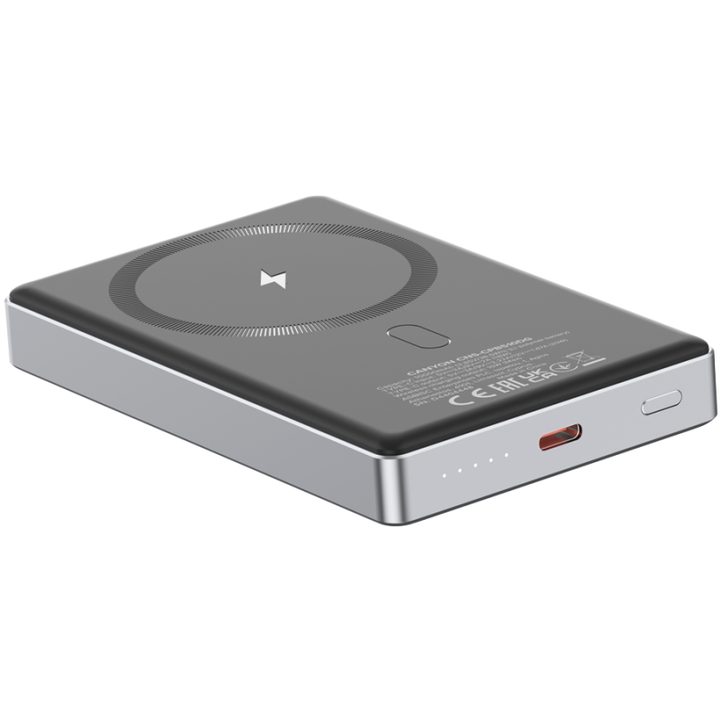 Prenosna baterija CANYON OnCharge 510 slim Magsafe 10000 mAh PD20W, siva
