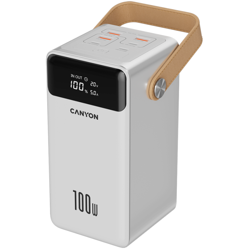 Prenosna baterija CANYON Power Bank PB-610, 60000mAh, 100W, bela
