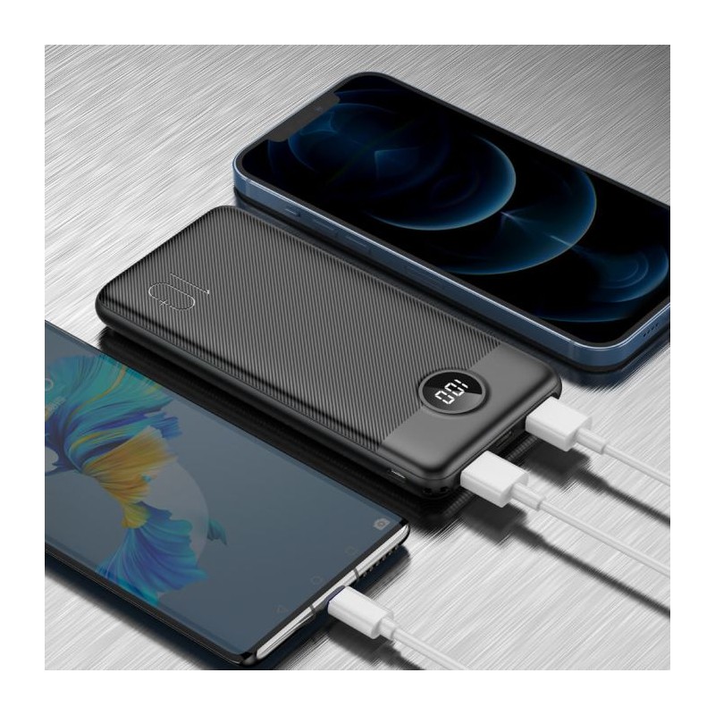 Prenosna baterija Powerbank VEGER L10S, 10.000mAh, LCD, črna