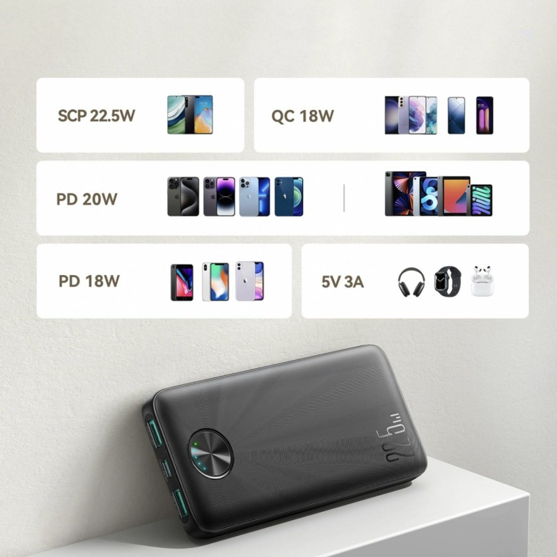 Prenosna baterija Powerbank Joyroom JR-PBF15, 10.000mAh, 22,5W, črna