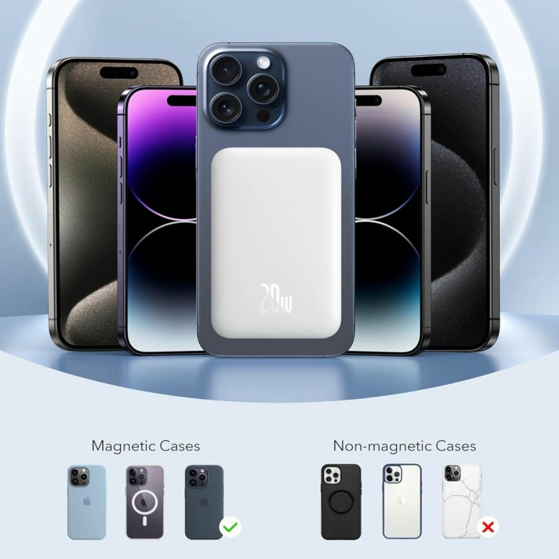 Prenosna baterija Powerbank Baseus PPCXM06A, 6.000mAh, 20W, magsafe, bela