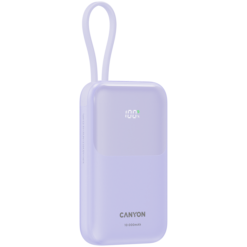 Prenosna baterija Powerbank CANYON OnPower 101, 10000 mAh, vijolična