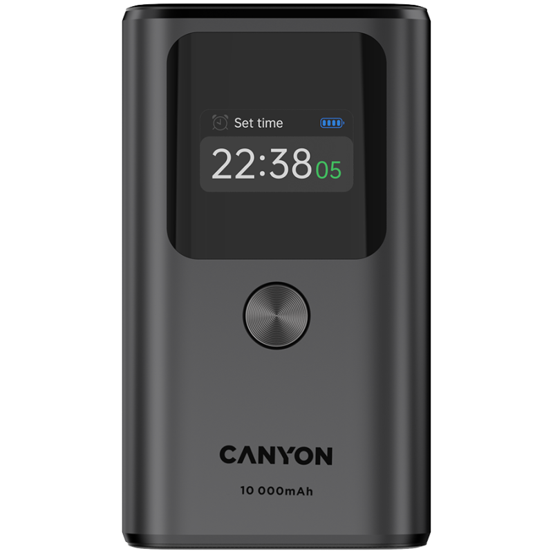 Prenosna baterija Powerbank CANYON OnPower 130 TFT, 10000 mAh, siva