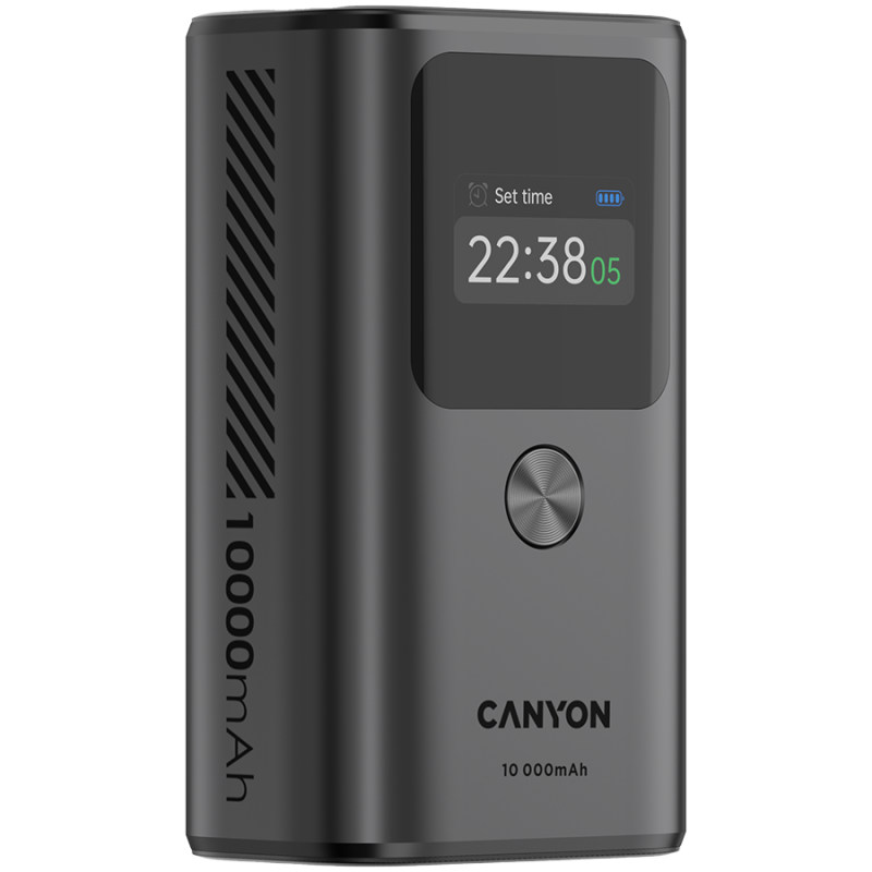 Prenosna baterija Powerbank CANYON OnPower 130 TFT, 10000 mAh, siva