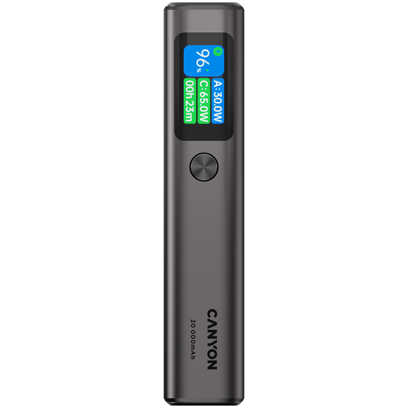 Prenosna baterija Powerbank CANYON OnPower 230 TFT, 20000 mAh, siva