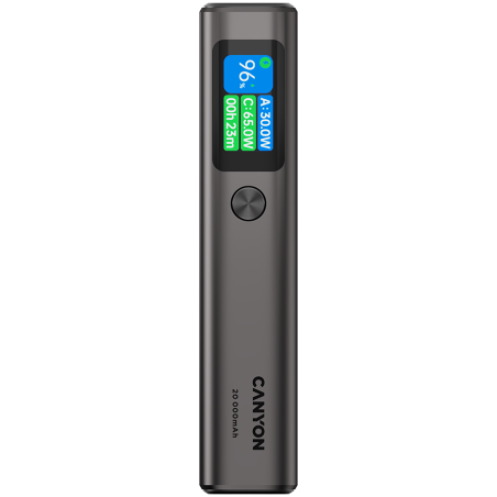 Prenosna baterija Powerbank CANYON OnPower 230 TFT, 20000 mAh, siva
