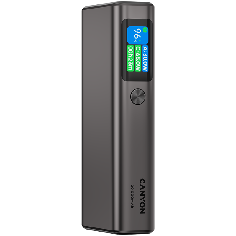 Prenosna baterija Powerbank CANYON OnPower 230 TFT, 20000 mAh, siva