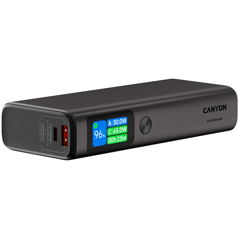 Prenosna baterija Powerbank CANYON OnPower 230 TFT, 20000 mAh, siva