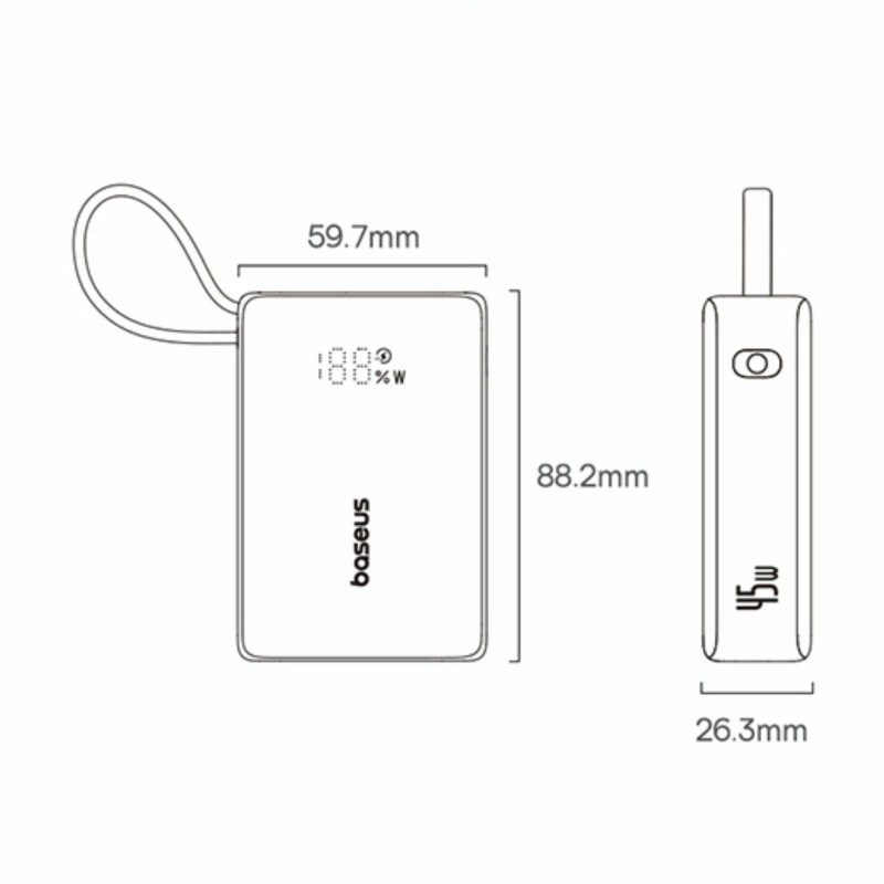 Prenosna baterija Powerbank Baseus PicoGo, 10.000mAh, črna