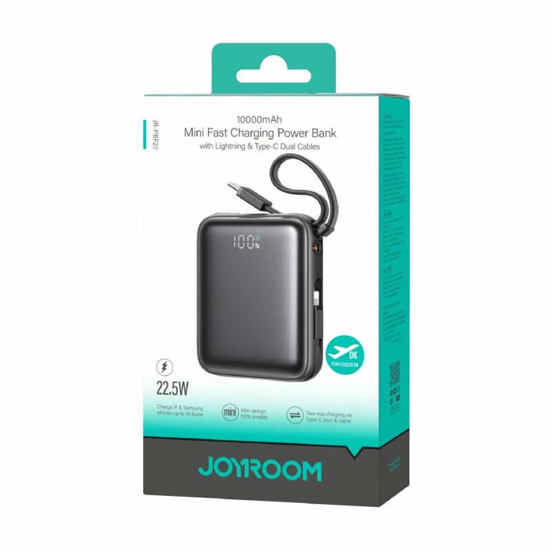 Prenosna baterija Powerbank Joyroom JR-PBF27, 10.000mAh, Lightning, črna