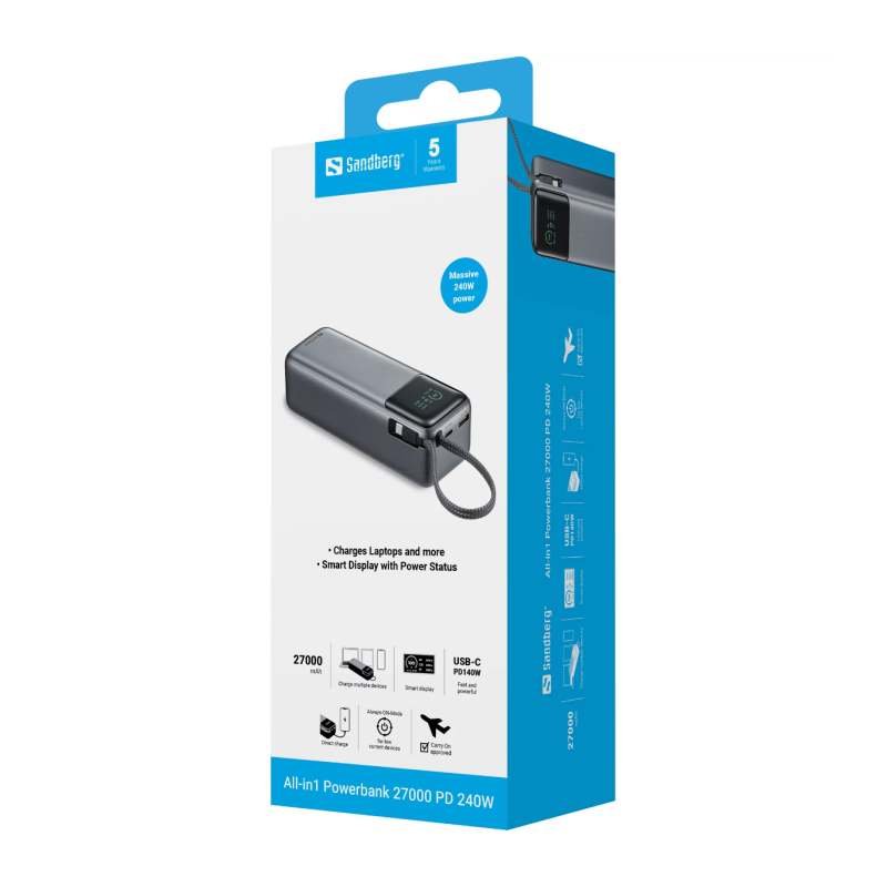 Prenosna baterija Powerbank Sandberg  All-in1, 27.000mAh, 240W