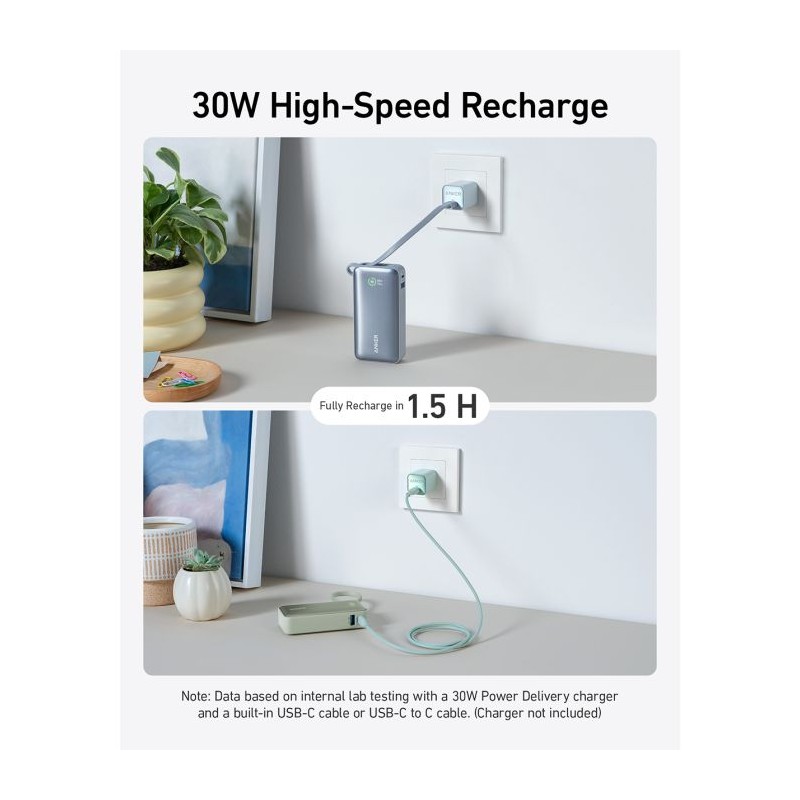 Prenosna baterija Powerbank Anker 545 Nano, 10000 mAh, zelena